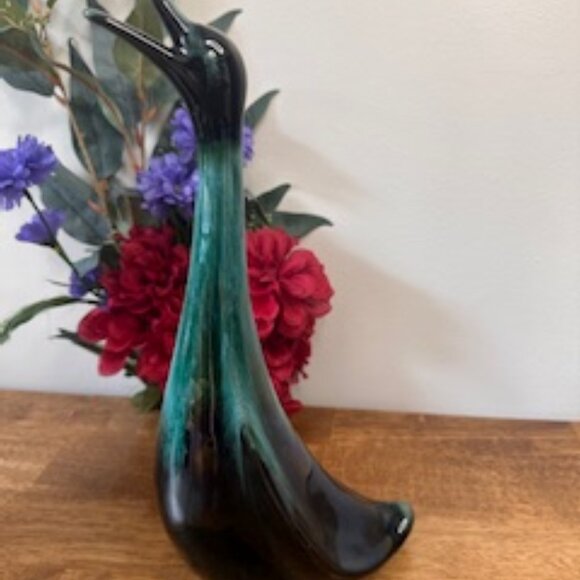 Blue Mountain Pottery Duck Figurine Vintage Canadian Art Pottery Green Black Gla - Picture 4 of 6